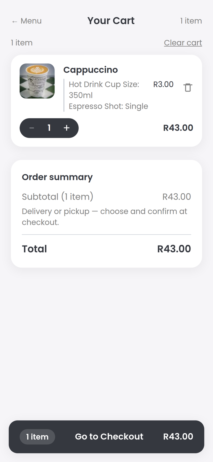 Nowish storefront cart